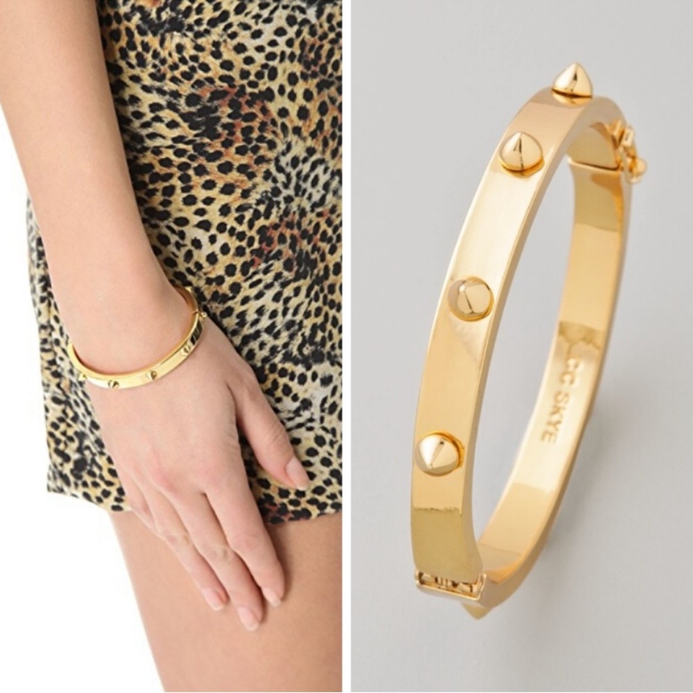 CC Skye Gold Plated Mini Spike Bangle Bracelet.US size 7 inch